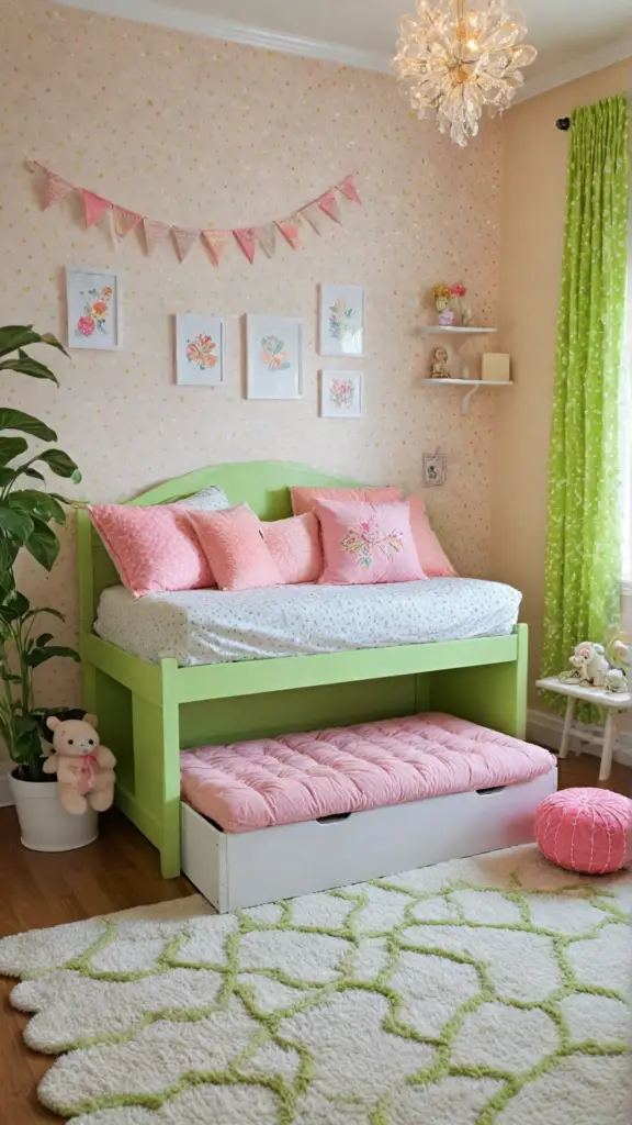 Pink And Green Bedroom Kids Room Ideas.