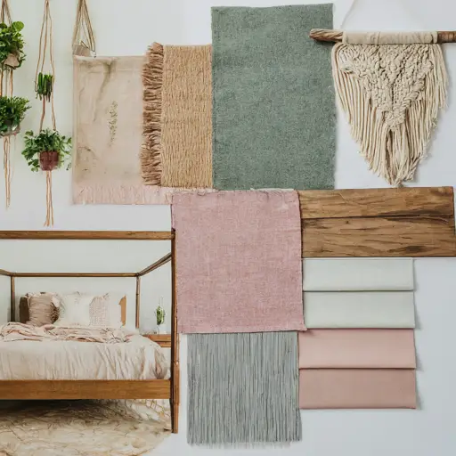  pink and green boho-vibe bedroom