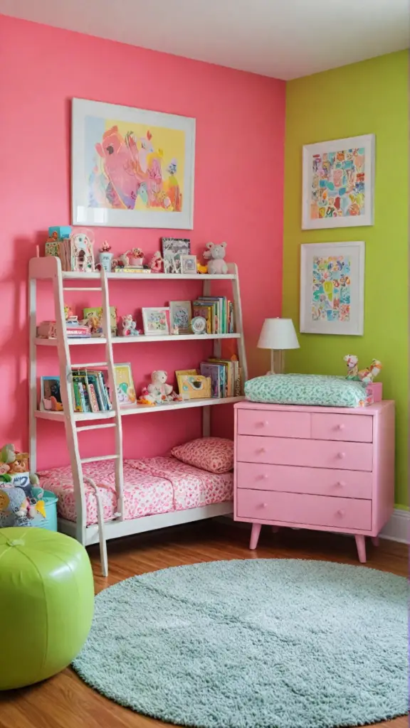 Pink And Green Bedroom Kids Room Ideas.