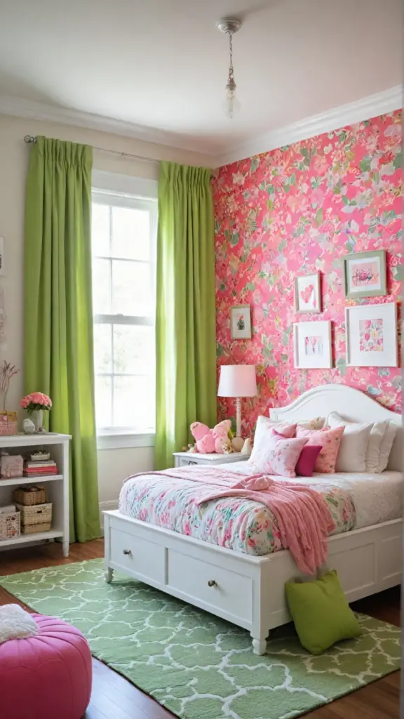 Pink And Green Bedroom Kids Room Ideas.